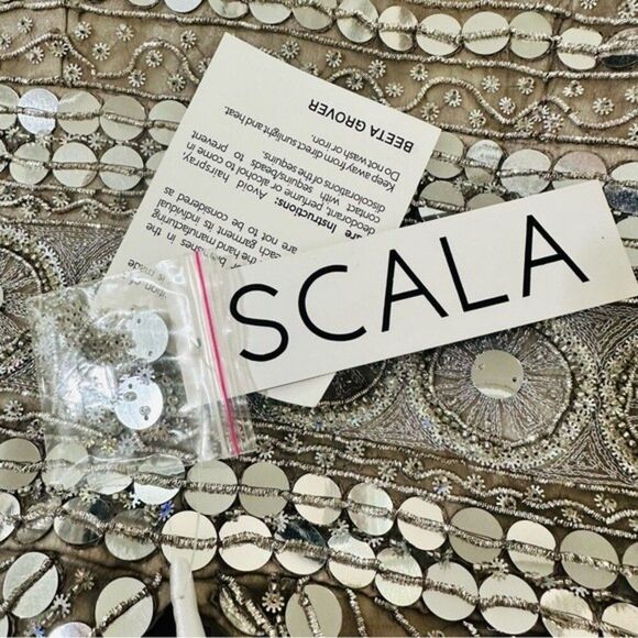 NWT Evening Scala Handmade Silk & Sequined Dress Sz 6 - Picture 3 of 14